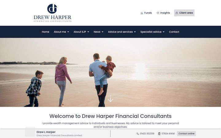 Captură de ecran a drewharperfinancialconsultants.co.uk