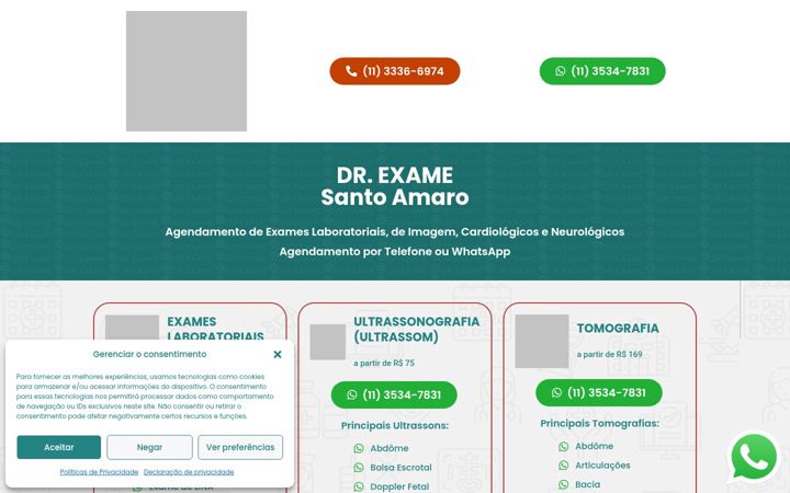 Screenshot von drexamesantoamaro.com.br