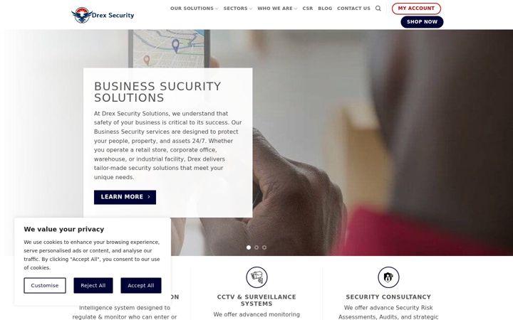 Screenshot of drexsecurity.com