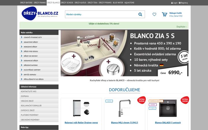 Snímek obrazovky drezy-blanco.cz