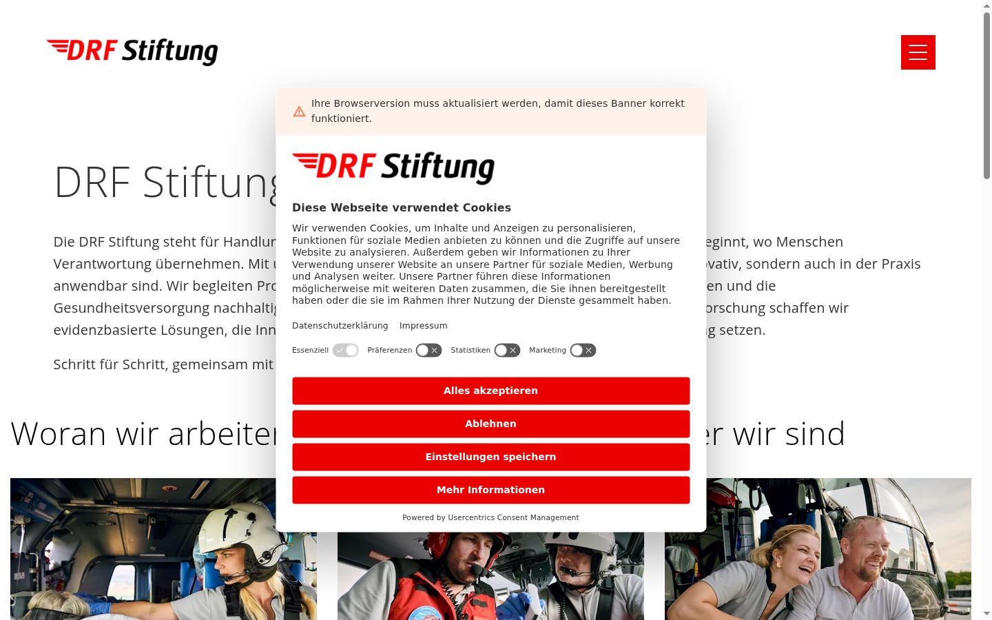 Screenshot del banner di consenso mostrato prima di qualsiasi interazione