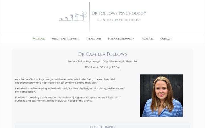 Captură de ecran a drfollowspsychology.co.uk