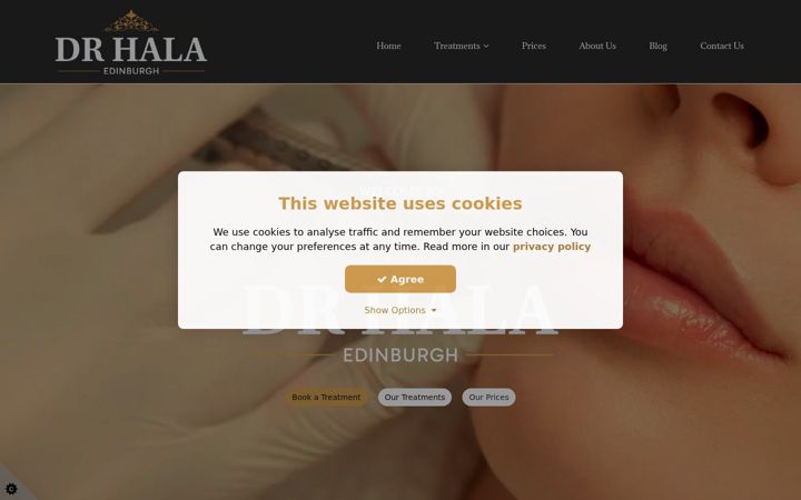 Captură de ecran a drhalaaesthetics.co.uk