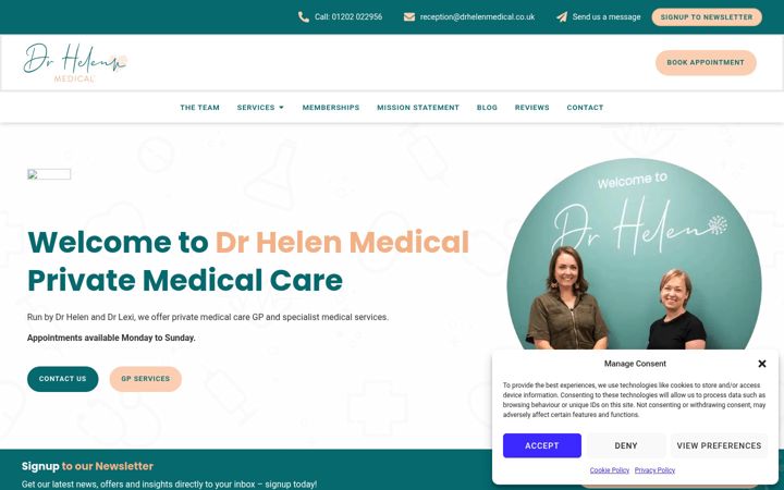 Captură de ecran a drhelenmedical.co.uk