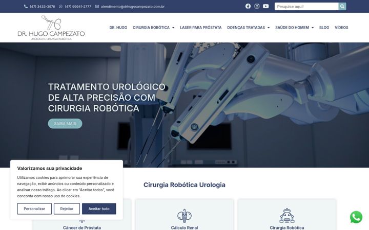 Screenshot stránky drhugocampezato.com.br