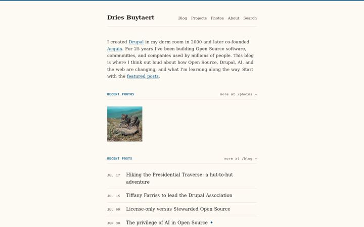 Screenshot of dri.es