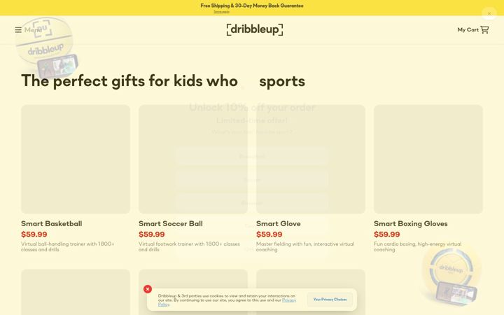 Screenshot von dribbleup.com