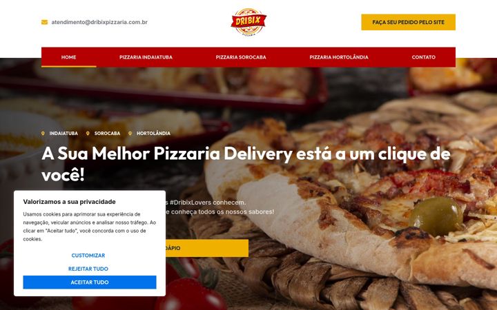 Screenshot stránky dribixpizzaria.com.br