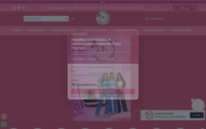 Screenshot stránky driellykidsmodas.net.br