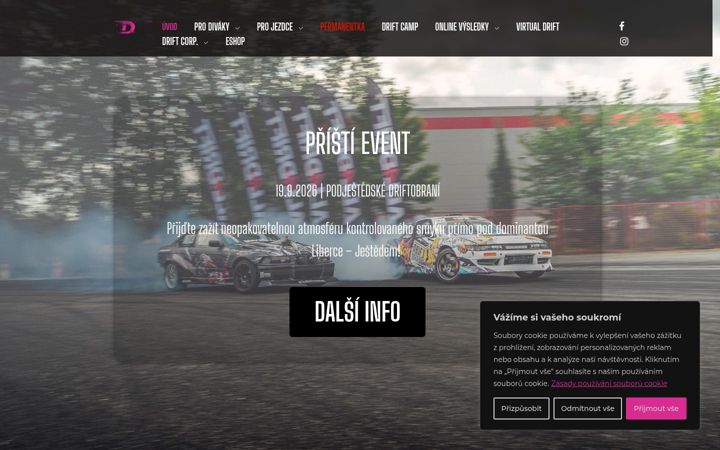 Snímek obrazovky driftcorporation.cz