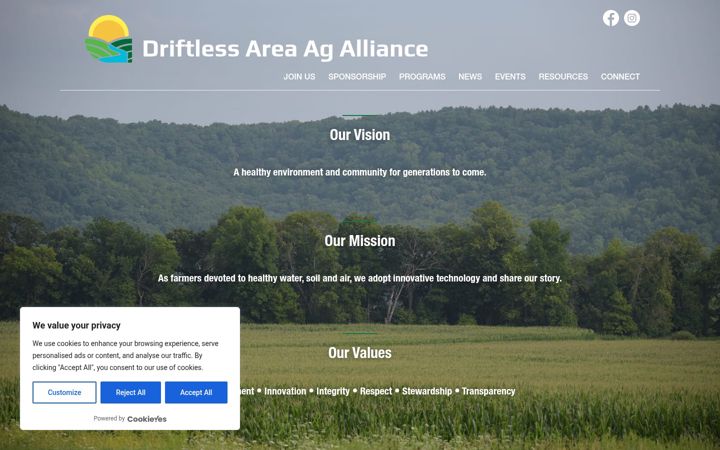 Ekrano kopija driftlessareaag.org