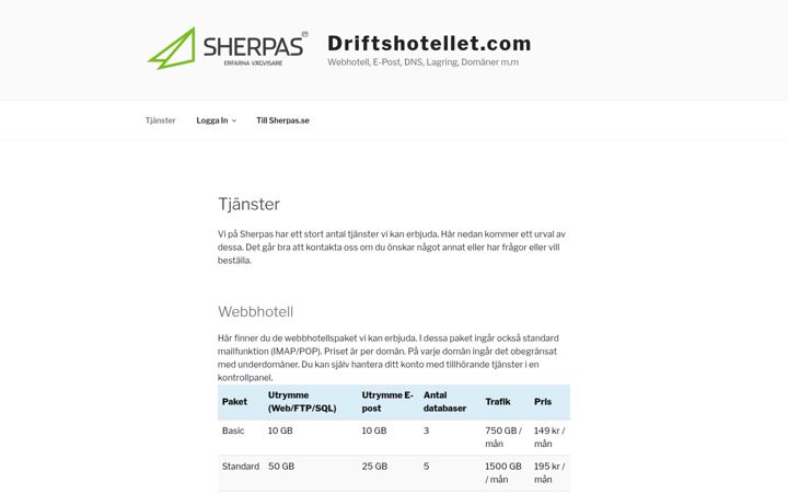 Captură de ecran a driftshotellet.com