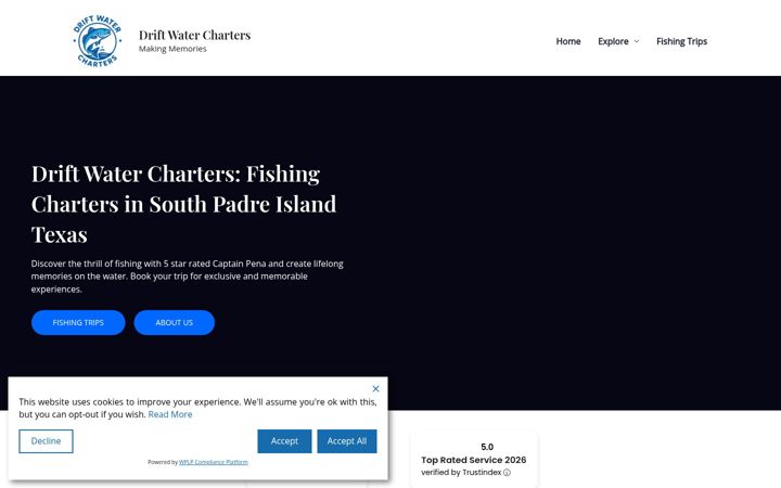 Screenshot of driftwatercharters.com