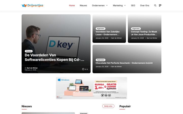 Screenshot di drijvertjes.nl