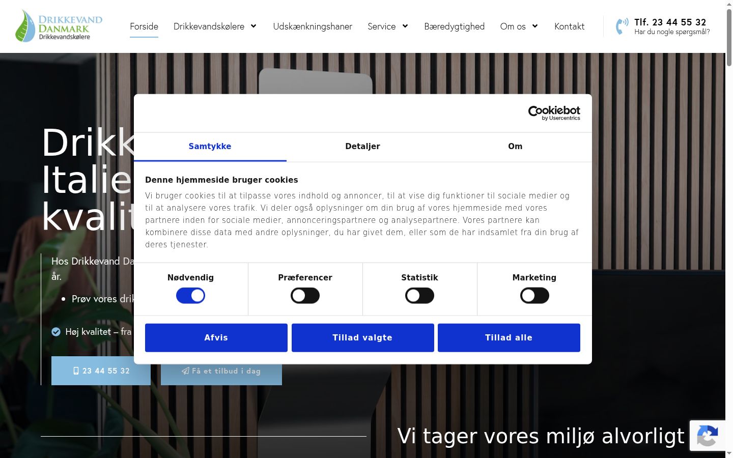 Snimka zaslona bannera za privolu prikazanog prije bilo kakve interakcije