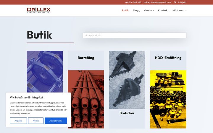 Snímek obrazovky drillexsweden.se