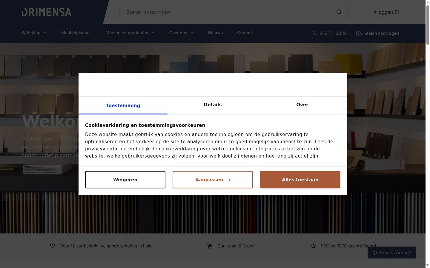 Screenshot of the consent banner shown before any interaction