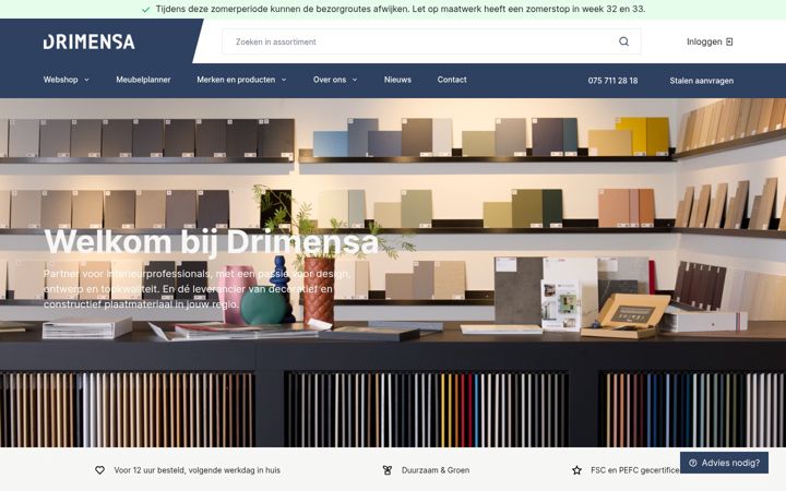 Screenshot di drimensa.nl