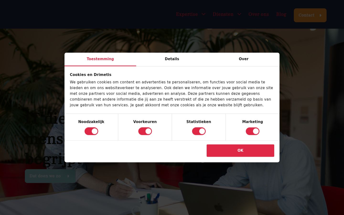 Screenshot del banner di consenso mostrato prima di qualsiasi interazione