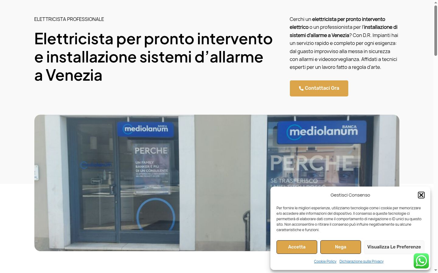 Screenshot del banner di consenso mostrato prima di qualsiasi interazione