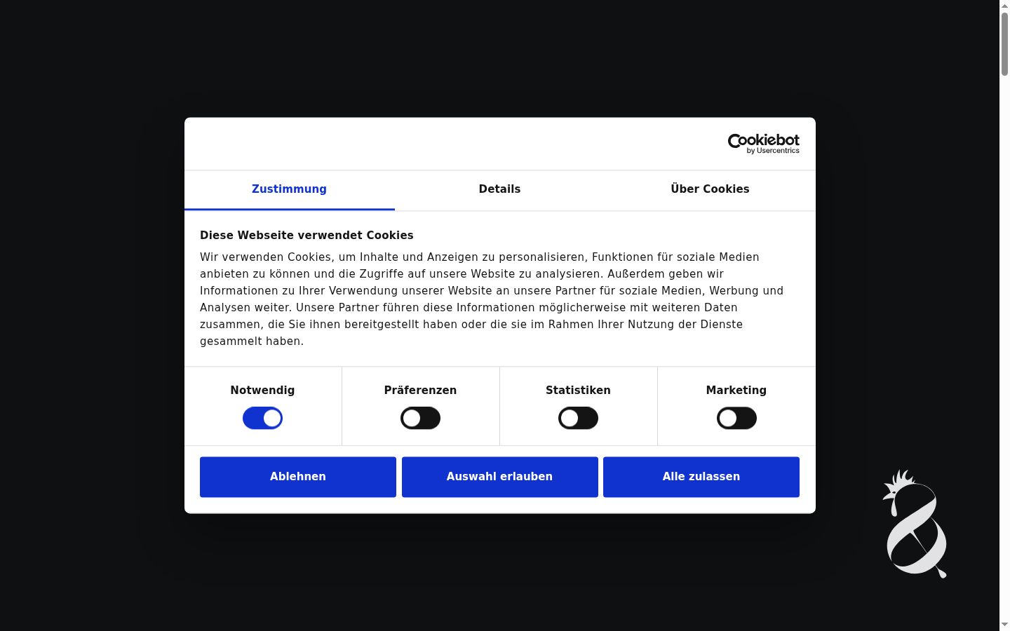 Screenshot of the consent banner shown before any interaction