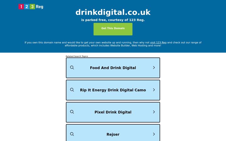Captură de ecran a drinkdigital.co.uk