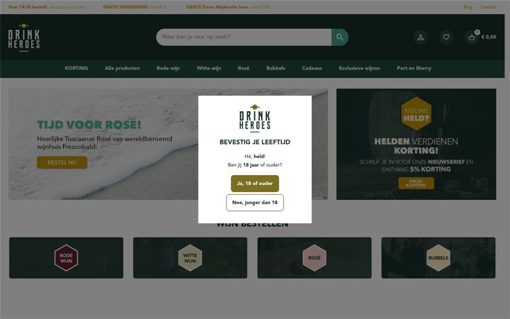 Screenshot di drinkheroes.nl