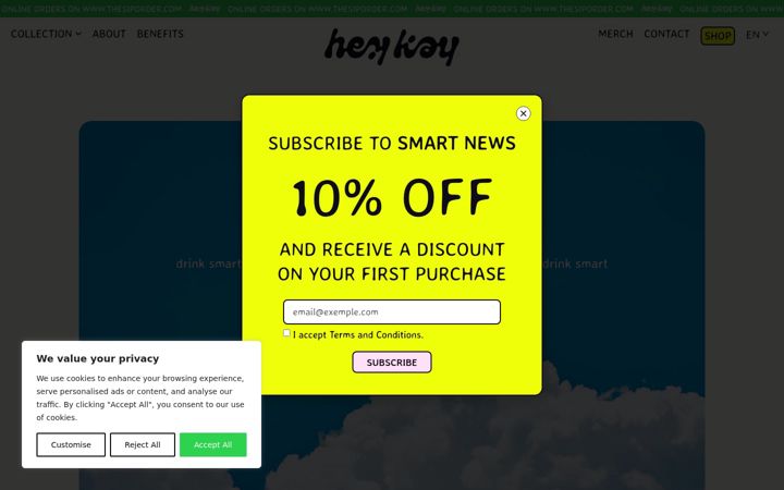 Screenshot of drinkheykay.com