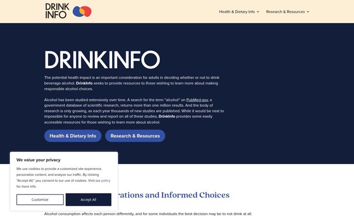 Ekrano kopija drinkinfo.org