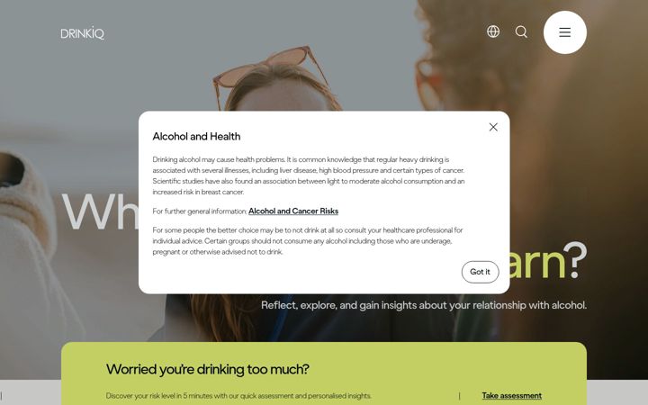Screenshot of drinkiq.com