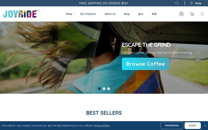 Screenshot of drinkjoyride.com