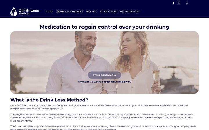 Captură de ecran a drinklessmethod.co.uk