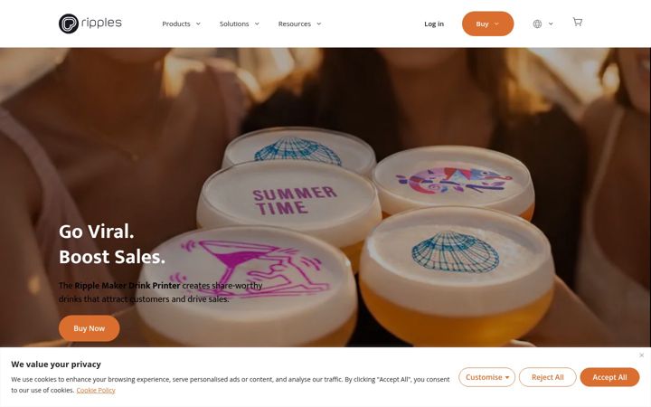 Screenshot of drinkripples.com