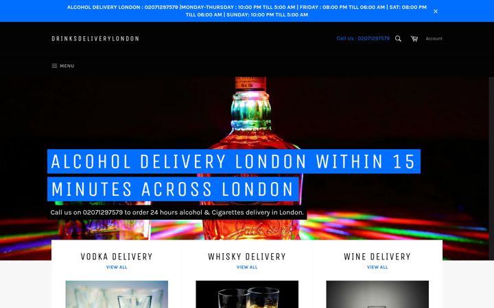 Captură de ecran a drinksdeliverylondon.co.uk