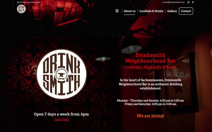 Screenshot of drinksmithbar.com