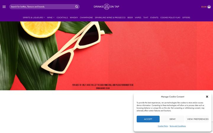Captură de ecran a drinksontap.co.uk