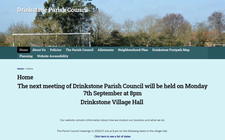 Captură de ecran a drinkstoneparishcouncil.gov.uk