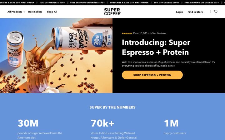 Screenshot of drinksupercoffee.com