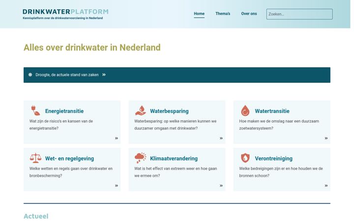 Screenshot di drinkwaterplatform.nl