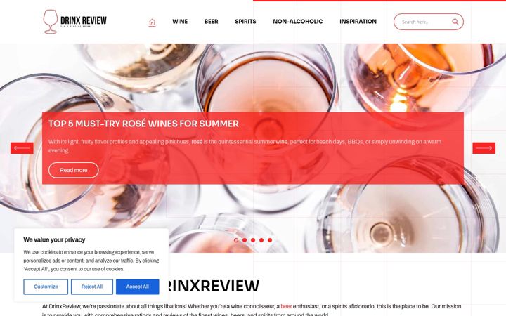 Screenshot of drinxreview.com