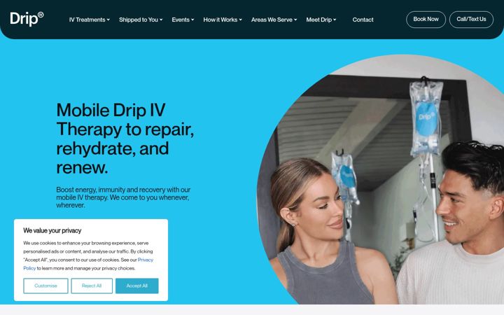 Screenshot of dripivtherapy.com