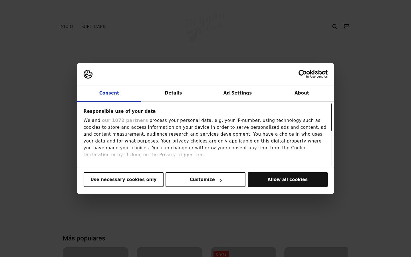 Screenshot του banner συγκατάθεσης που εμφανίστηκε πριν από οποιαδήποτε αλληλεπίδραση