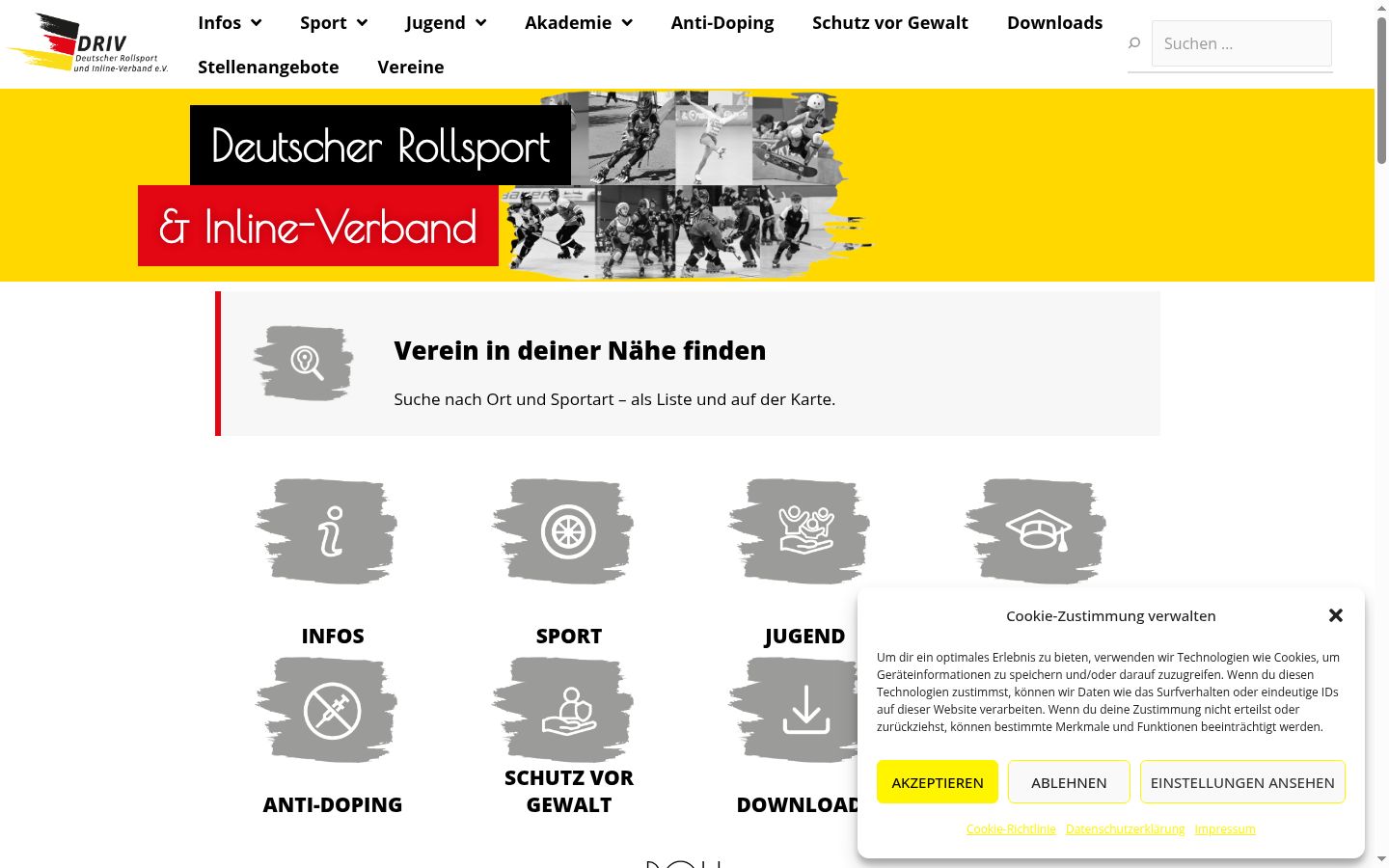 Screenshot des Einwilligungsbanners vor jeglicher Interaktion