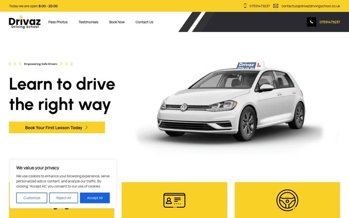 Captură de ecran a drivazdrivingschool.co.uk