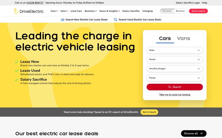 Screenshot von drive-electric.co.uk