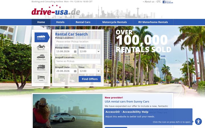 Snimka zaslona za drive-usa.de