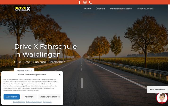 Screenshot of drive-x-fahrschule.de