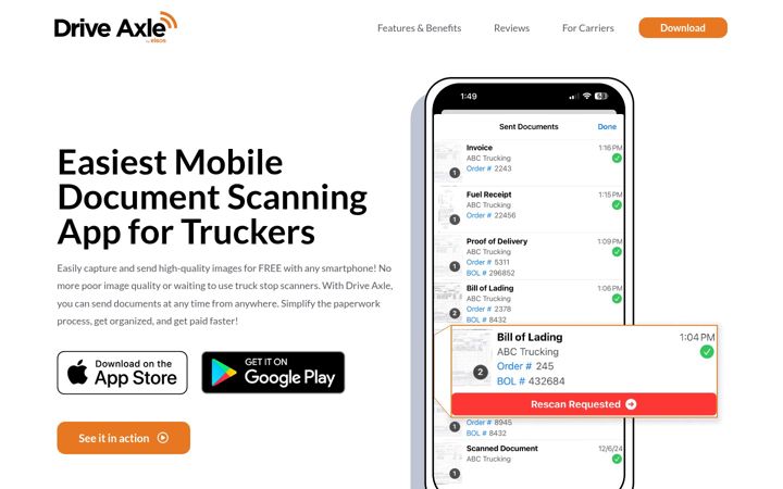 Screenshot of driveaxleapp.com