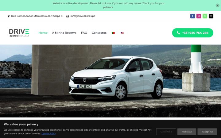 Kuvakaappaus sivustosta driveazores.pt