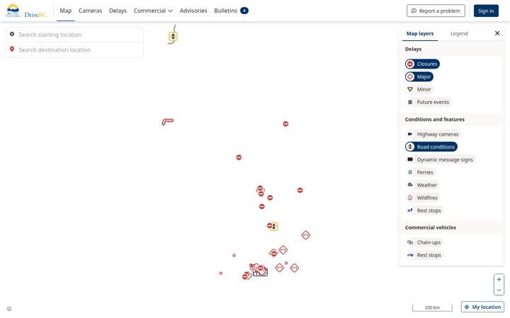 Screenshot of drivebc.ca